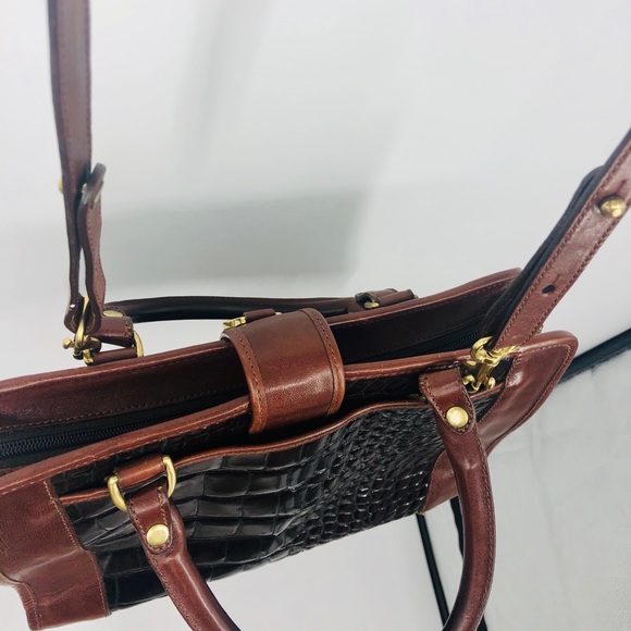 ✨Brahmin Brown Croc Effect Leather Bag with Dustbag Excellent Gorgeous Old Money - Picture 11 of 16